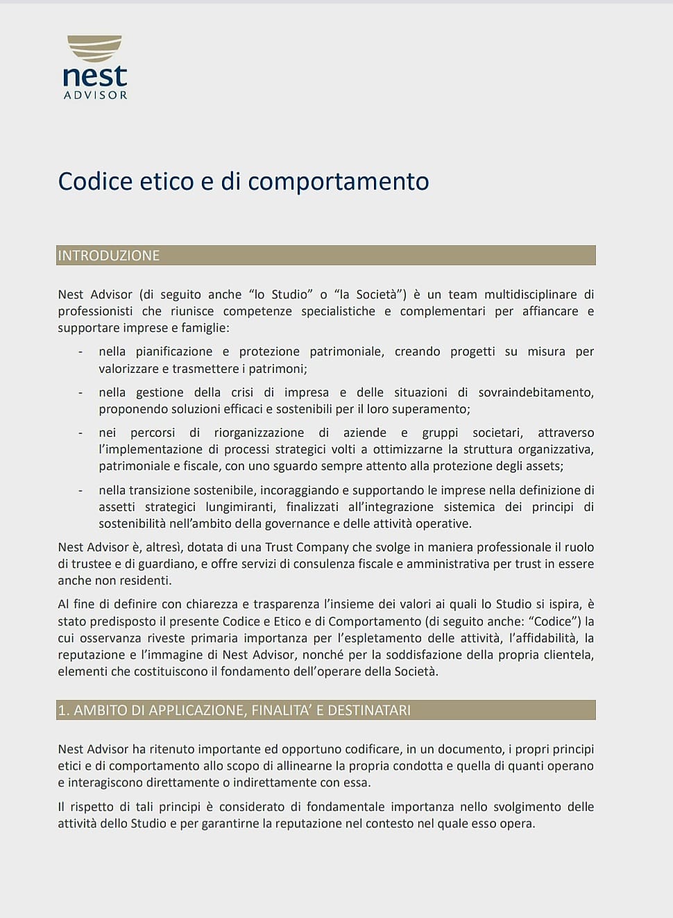 Copertina codice etico